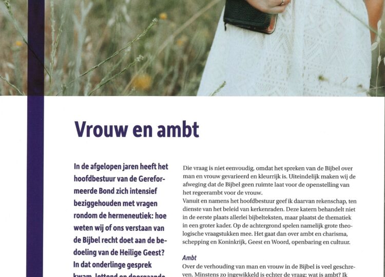Themabrochure over vrouw en ambt - Gereformeerde Bond